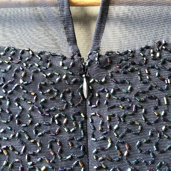 JKARA Beaded Navy Gown Maxi Dress - 6P - Picture 11 of 13